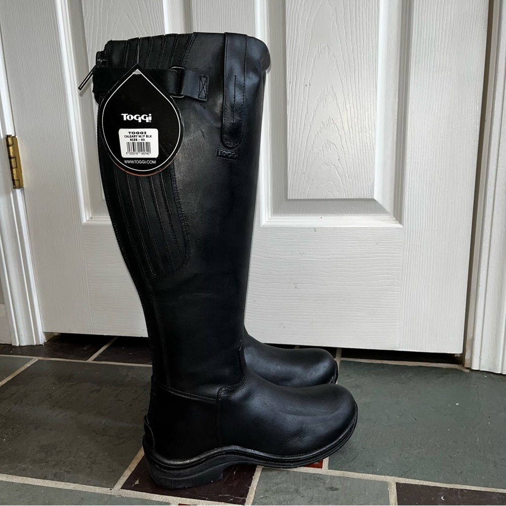 Toggi Calgary Black Leather Riding Boots - Women’s 9 (EU 40) wide calf